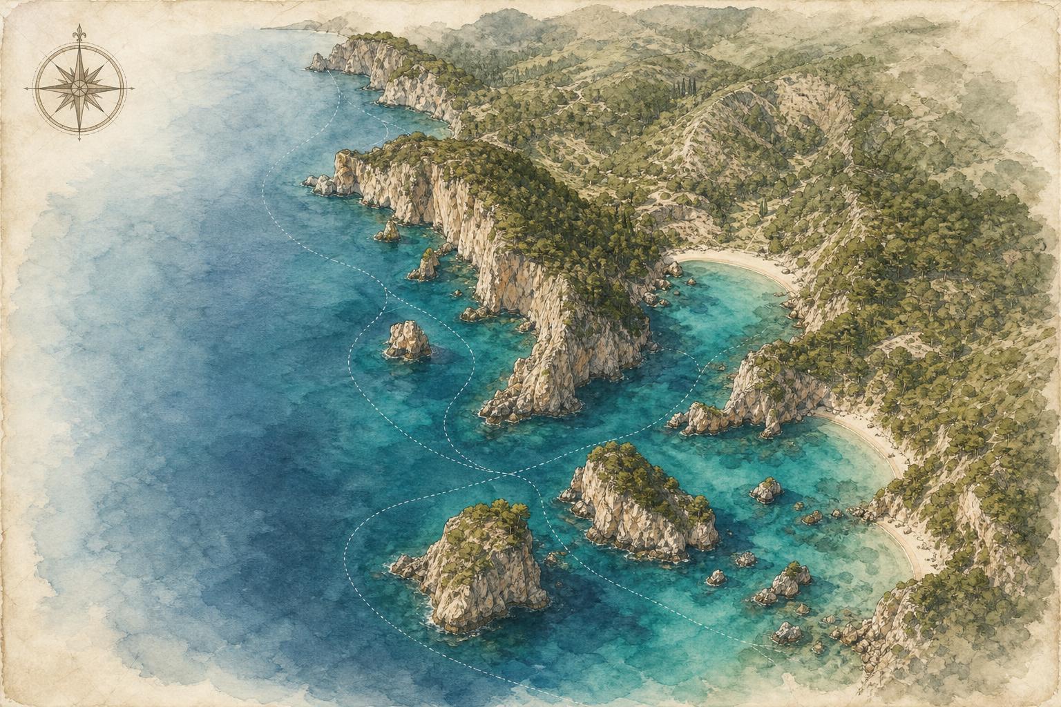 Paleokastritsa — coastline map